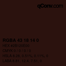 Color code: RGBA 43 18 14 0 | qconv.com