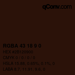 Color code: RGBA 43 18 9 0 | qconv.com