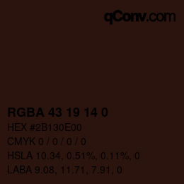 Code couleur: RGBA 43 19 14 0 | qconv.com
