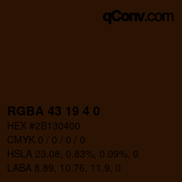Color code: RGBA 43 19 4 0 | qconv.com