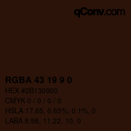 Color code: RGBA 43 19 9 0 | qconv.com