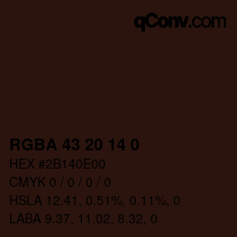 Color code: RGBA 43 20 14 0 | qconv.com