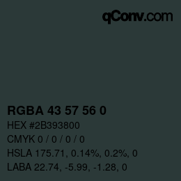 Color code: RGBA 43 57 56 0 | qconv.com