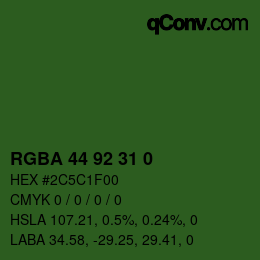 Farbcode: RGBA 44 92 31 0 | qconv.com