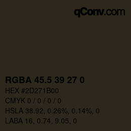 Code couleur: RGBA 45.5 39 27 0 | qconv.com