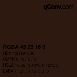 Color code: RGBA 45 25 16 0 | qconv.com