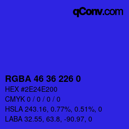 Color code: RGBA 46 36 226 0 | qconv.com