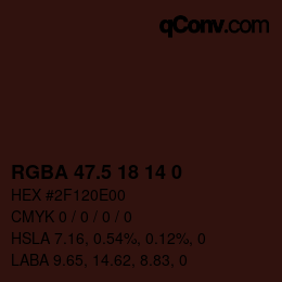 Código de color: RGBA 47.5 18 14 0 | qconv.com