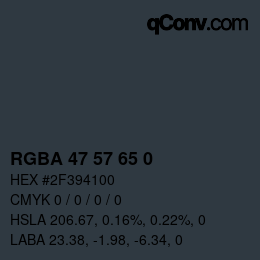 Color code: RGBA 47 57 65 0 | qconv.com