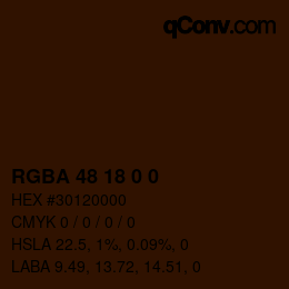 Color code: RGBA 48 18 0 0 | qconv.com