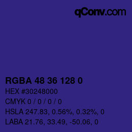 Color code: RGBA 48 36 128 0 | qconv.com