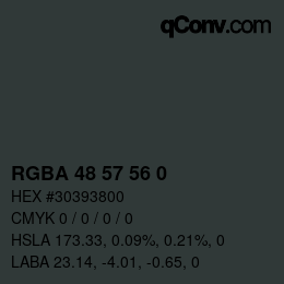 Color code: RGBA 48 57 56 0 | qconv.com