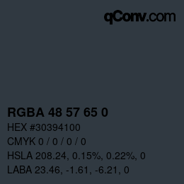 Código de color: RGBA 48 57 65 0 | qconv.com