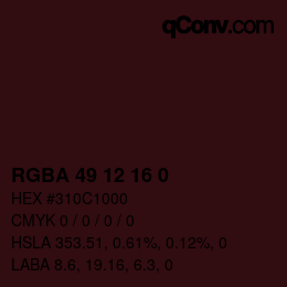 Farbcode: RGBA 49 12 16 0 | qconv.com