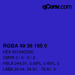 Color code: RGBA 49 36 195 0 | qconv.com