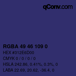 Color code: RGBA 49 46 109 0 | qconv.com