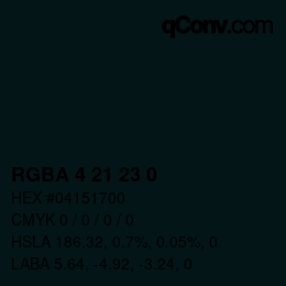 Color code: RGBA 4 21 23 0 | qconv.com