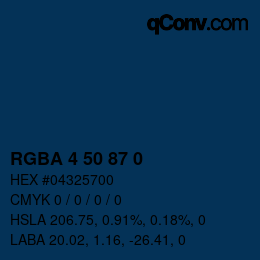 Farbcode: RGBA 4 50 87 0 | qconv.com