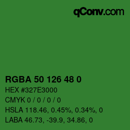 Color code: RGBA 50 126 48 0 | qconv.com