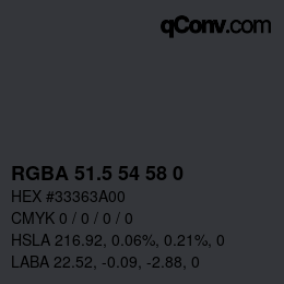 Color code: RGBA 51.5 54 58 0 | qconv.com
