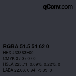 Color code: RGBA 51.5 54 62 0 | qconv.com