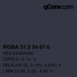 Farbcode: RGBA 51.5 54 67 0 | qconv.com