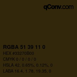 Color code: RGBA 51 39 11 0 | qconv.com