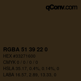 カラーコード: RGBA 51 39 22 0 | qconv.com