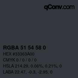 Color code: RGBA 51 54 58 0 | qconv.com