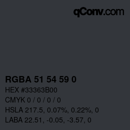 Color code: RGBA 51 54 59 0 | qconv.com