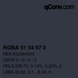 Color code: RGBA 51 54 67 0 | qconv.com
