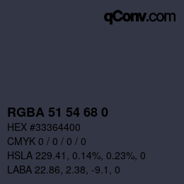Color code: RGBA 51 54 68 0 | qconv.com