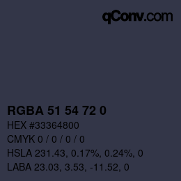 Color code: RGBA 51 54 72 0 | qconv.com