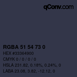 Color code: RGBA 51 54 73 0 | qconv.com