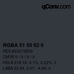 Color code: RGBA 51 55 62 0 | qconv.com