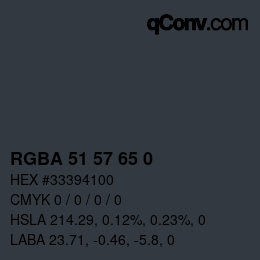 Color code: RGBA 51 57 65 0 | qconv.com