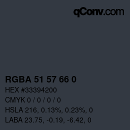Color code: RGBA 51 57 66 0 | qconv.com