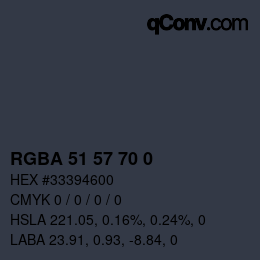 Farbcode: RGBA 51 57 70 0 | qconv.com