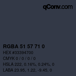 Color code: RGBA 51 57 71 0 | qconv.com