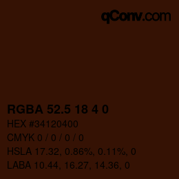 Color code: RGBA 52.5 18 4 0 | qconv.com