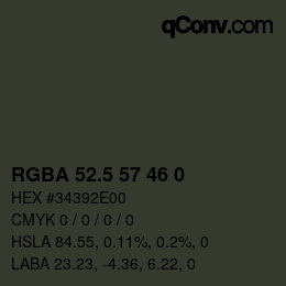 Color code: RGBA 52.5 57 46 0 | qconv.com