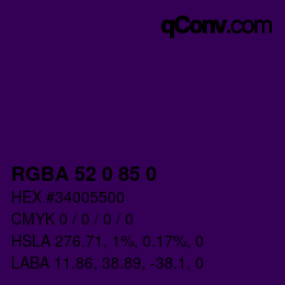 Farbcode: RGBA 52 0 85 0 | qconv.com