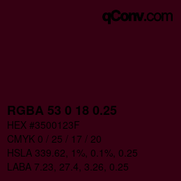 Code couleur: RGBA 53 0 18 0.25 | qconv.com