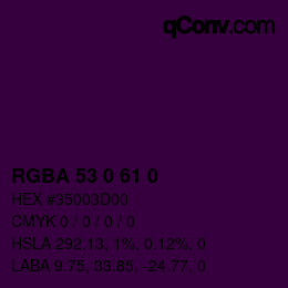 Color code: RGBA 53 0 61 0 | qconv.com