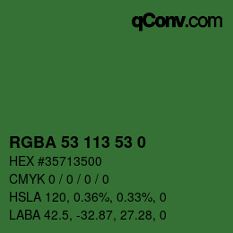Código de color: RGBA 53 113 53 0 | qconv.com
