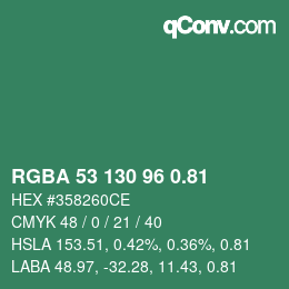 Farbcode: RGBA 53 130 96 0.81 | qconv.com
