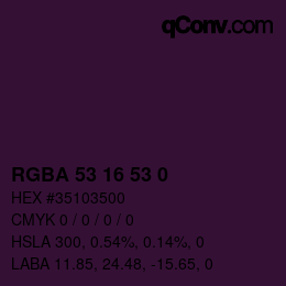 Código de color: RGBA 53 16 53 0 | qconv.com
