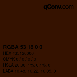Color code: RGBA 53 18 0 0 | qconv.com