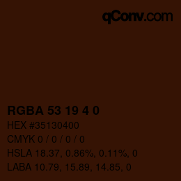 Color code: RGBA 53 19 4 0 | qconv.com