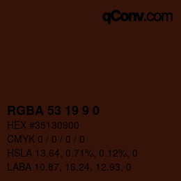 Color code: RGBA 53 19 9 0 | qconv.com
